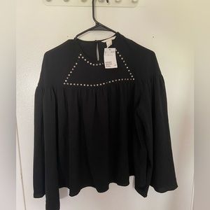 H&M Black Studded Blouse